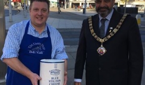 Webb Freckingham of The Cheese Shop, Flying Horse Walk with The Lord Mayor of Nottingham